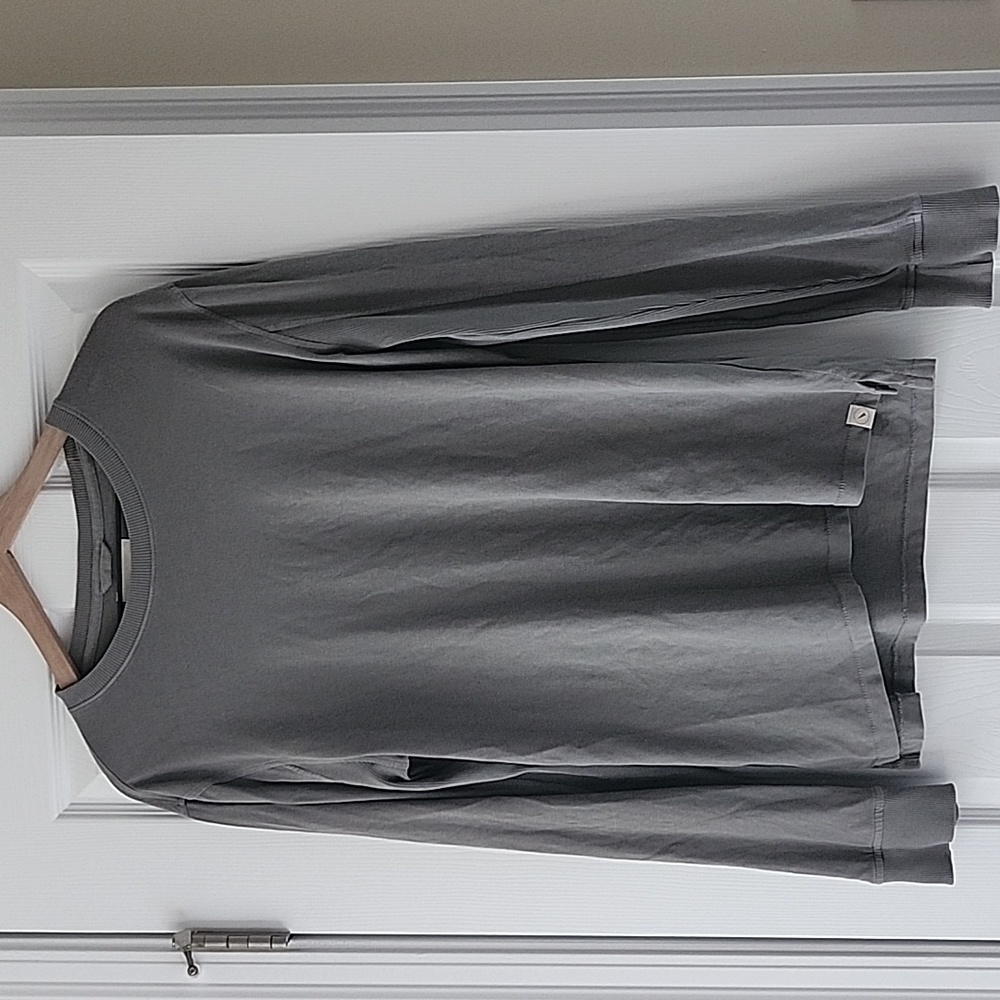 UpWest Mens Long Sleeve Crewneck 100% Cotton Sage Green Ribbed Size M